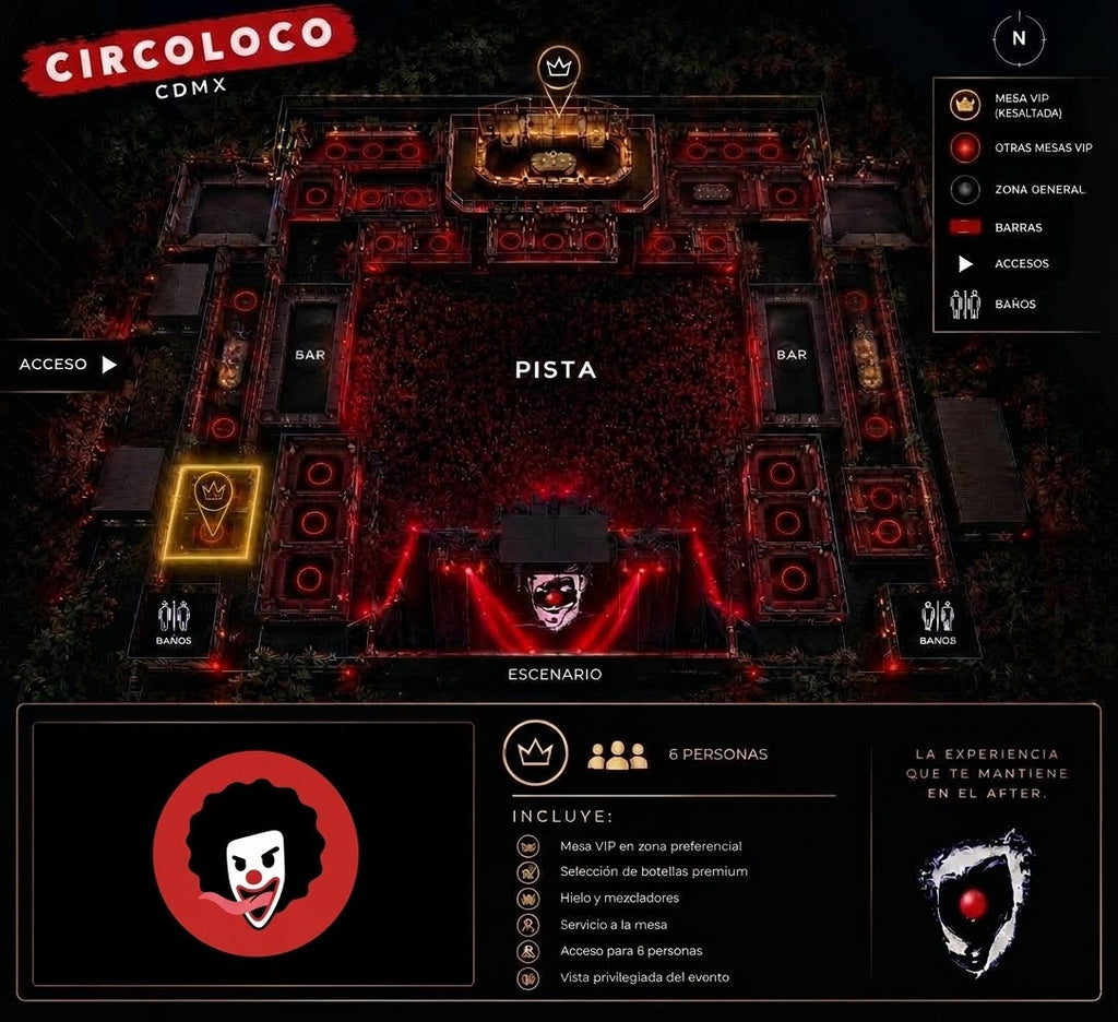 Mesa VIP para 6 personas | CircoLoco CDMX